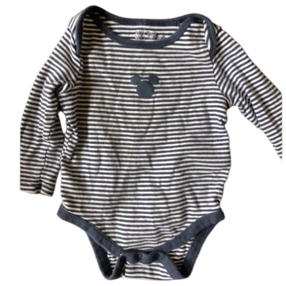 4/$20 Baby Gap Disney Navy Blue & White Striped Long Sleeve Onesie Sz 6-12 mo